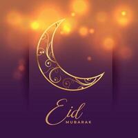 beautiful crescent moon eid mubarak islamic card design vector