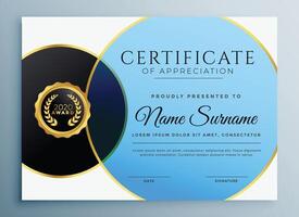 elegante certificado modelo en circulo estilo vector