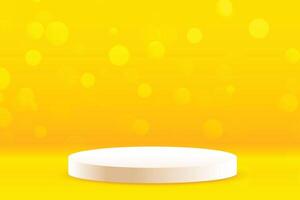 yellow studio background with podium for product display vector