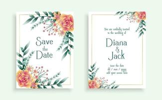 decorative flower wedding card template design vector
