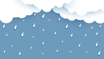 white clouds with rainfall background vector
