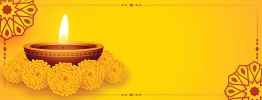 bonito diwali amarillo decorativo baner diseño vector