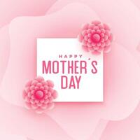 happy mother's day pink flower card design vector