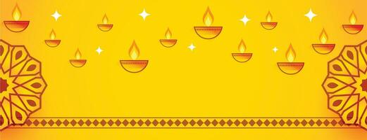 happy diwali yellow banner design vector