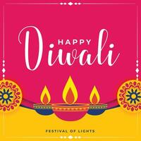 contento diwali saludo en plano colores vector