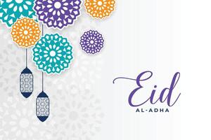 eid al adha festival greeting with islamic colorful decoration vector