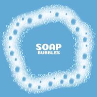 soap foam bubbles on blue background vector