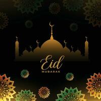 eid mubarak decorative islamic greeting design vector