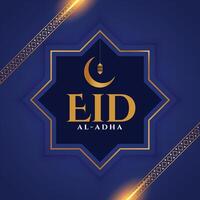 stylish eid al adha blue islamic card design vector