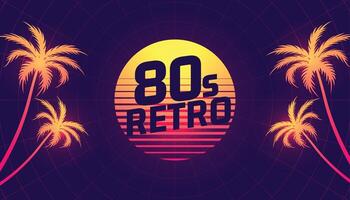 80s retro tropical gradient background vector