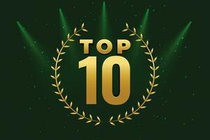 shiny top 10 award golden background vector