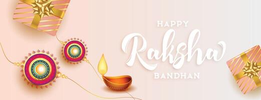 contento raksha Bandhan hermosa tradicional bandera diseño vector