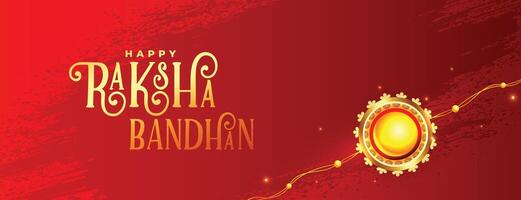 raksha bandhan red banner with realistic rakhi design vector