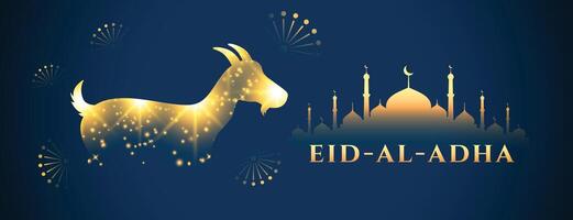 shiny golden eid al adha festival banner vector