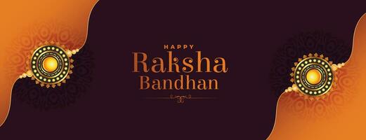 hermosa raksha Bandhan bandera con realista rakhi vector