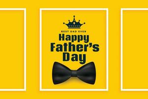 realistic happy fathers day yellow greeting card design vector