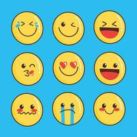 Hand-drawn emoji set with different expressions vector