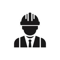 Helmeted worker. Male construction service person profile avatar. Vector illustration