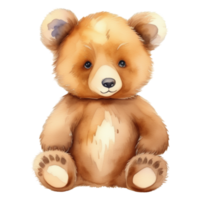 ai gerado fofa Urso de pelúcia Urso isolado aguarela ilustração. png