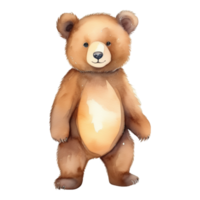 ai gerado fofa Urso de pelúcia Urso isolado aguarela ilustração. png