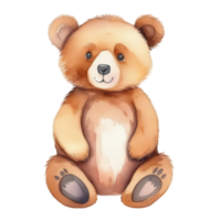 ai gerado fofa Urso de pelúcia Urso isolado aguarela ilustração. png