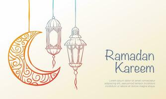 Ramadán kareem vector antecedentes. mano dibujado linterna y creciente Luna para Ramadán saludo celebracion.