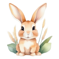 Cute rabbit watercolor illustration clipart png