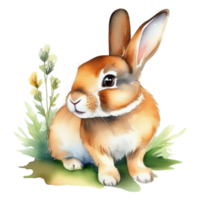 Cute rabbit watercolor illustration clipart png