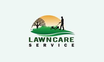 Vector lawn care logo design made of color pieces, lawncare logo