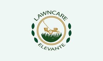 Vector lawn care logo design made of color pieces, lawncare logo