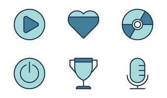 Gaming UI icon design template in filled outline style vector