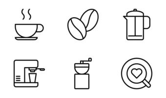 Cafe and Coffee icon design template in outline style vector