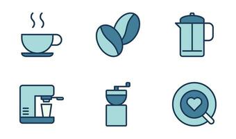 café y café icono diseño modelo en lleno contorno estilo vector