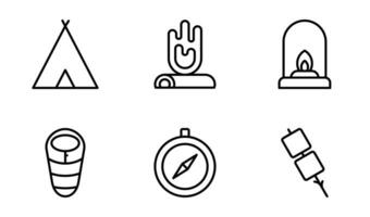 Camping icon design template in outline style vector