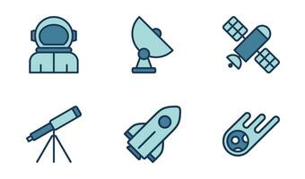 espacio exploración icono diseño modelo en lleno contorno estilo vector