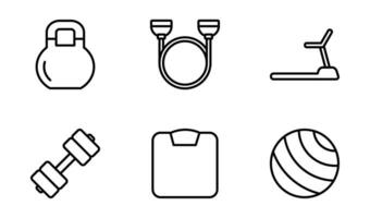 Fitness equipment icon design template in outline style vector