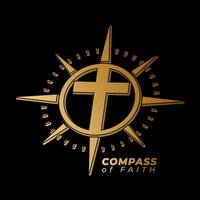 compass of faith cross vector logo design