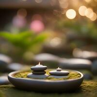 AI generated zen stones and candles in a spa photo