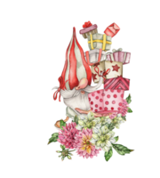 composição com dia dos namorados nórdico gnomos, escandinavo gnomos e flores png