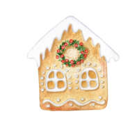 acuarela Navidad pan de jengibre casa png