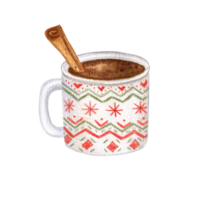 tasse de cacao de noël aquarelle png