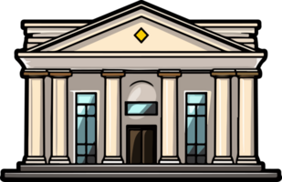 AI generated Bank building clipart design illustration png