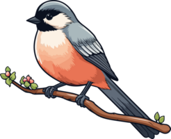 AI generated Bird on branch clipart design illustration png