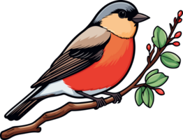 AI generated Bird on branch clipart design illustration png