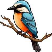 AI generated Bird on branch clipart design illustration png