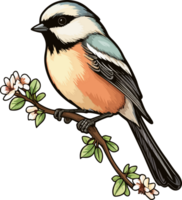 AI generated Bird on branch clipart design illustration png