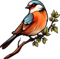 AI generated Bird on branch clipart design illustration png