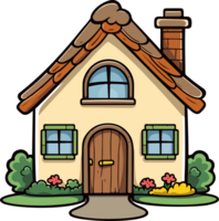 AI generated Cartoon house clipart desigh illustration png