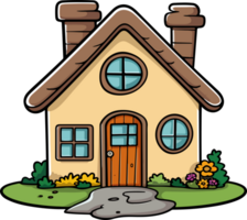 AI generated Cartoon house clipart desigh illustration png