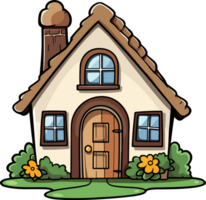 AI generated Cartoon house clipart desigh illustration png